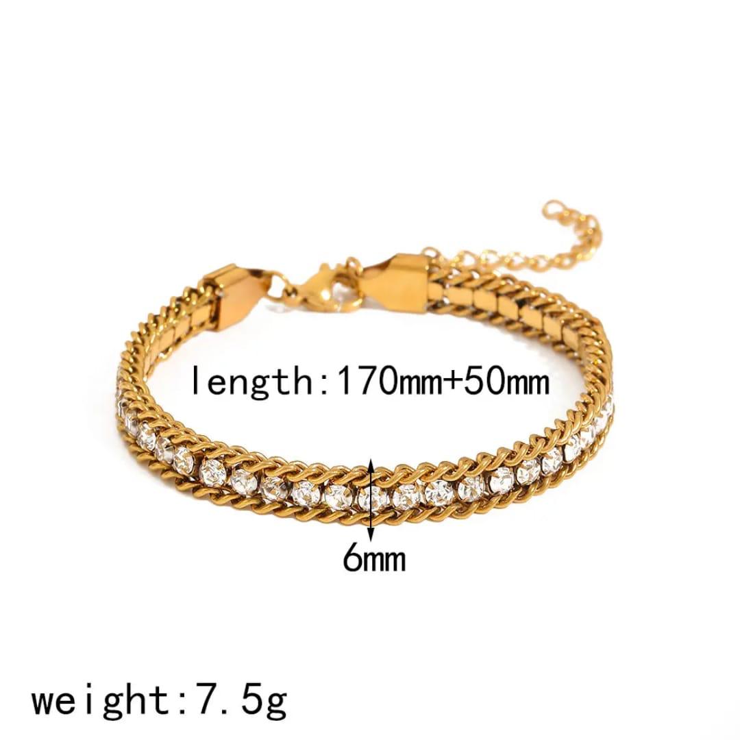 Cuban link + tennis bracelet set on cloth