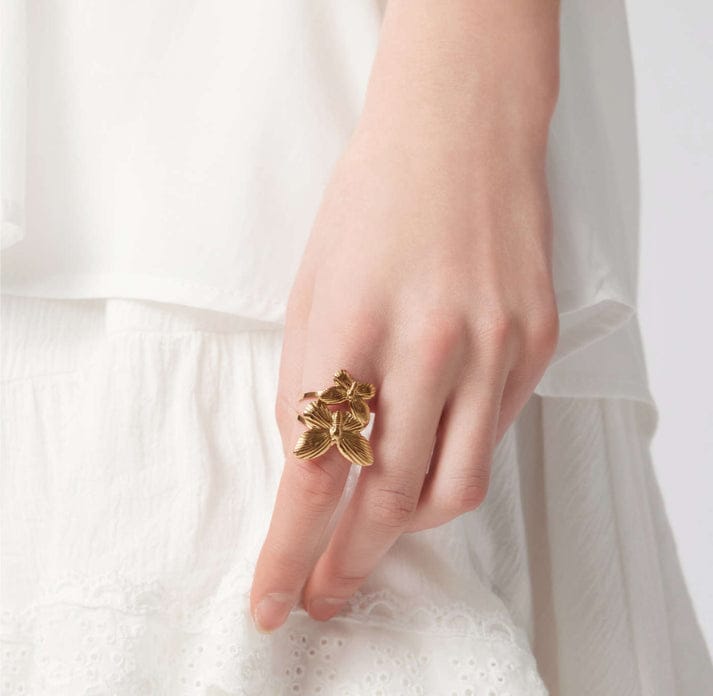 Twin gold butterfly ring