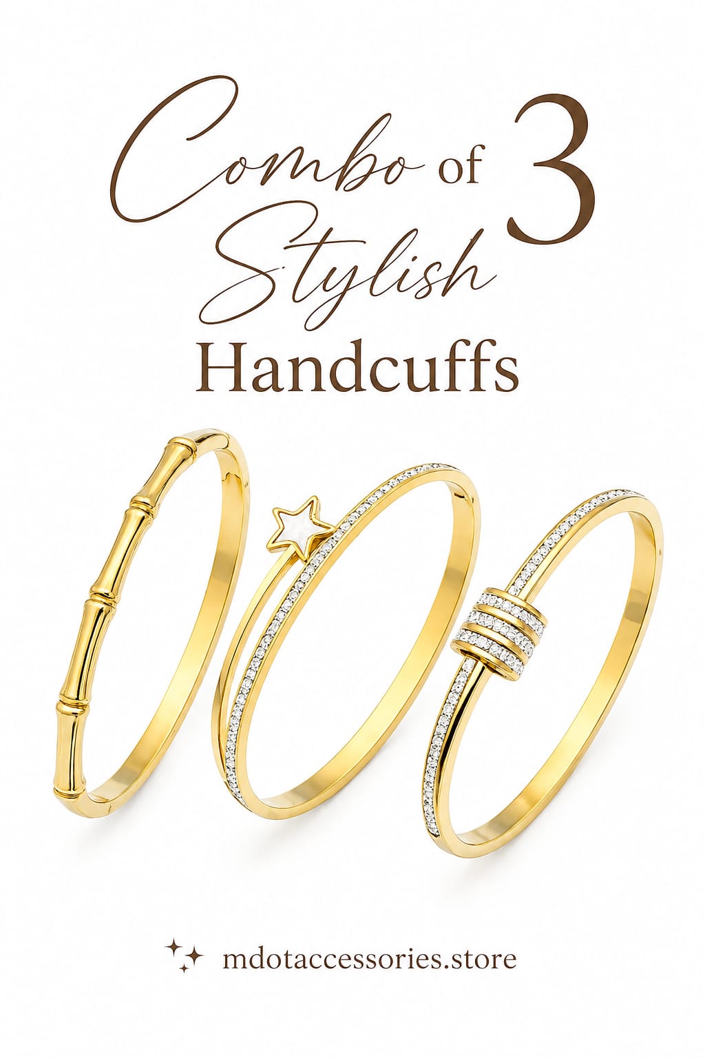 The Celestial Trio Gold Cuff Set (Set of 3)