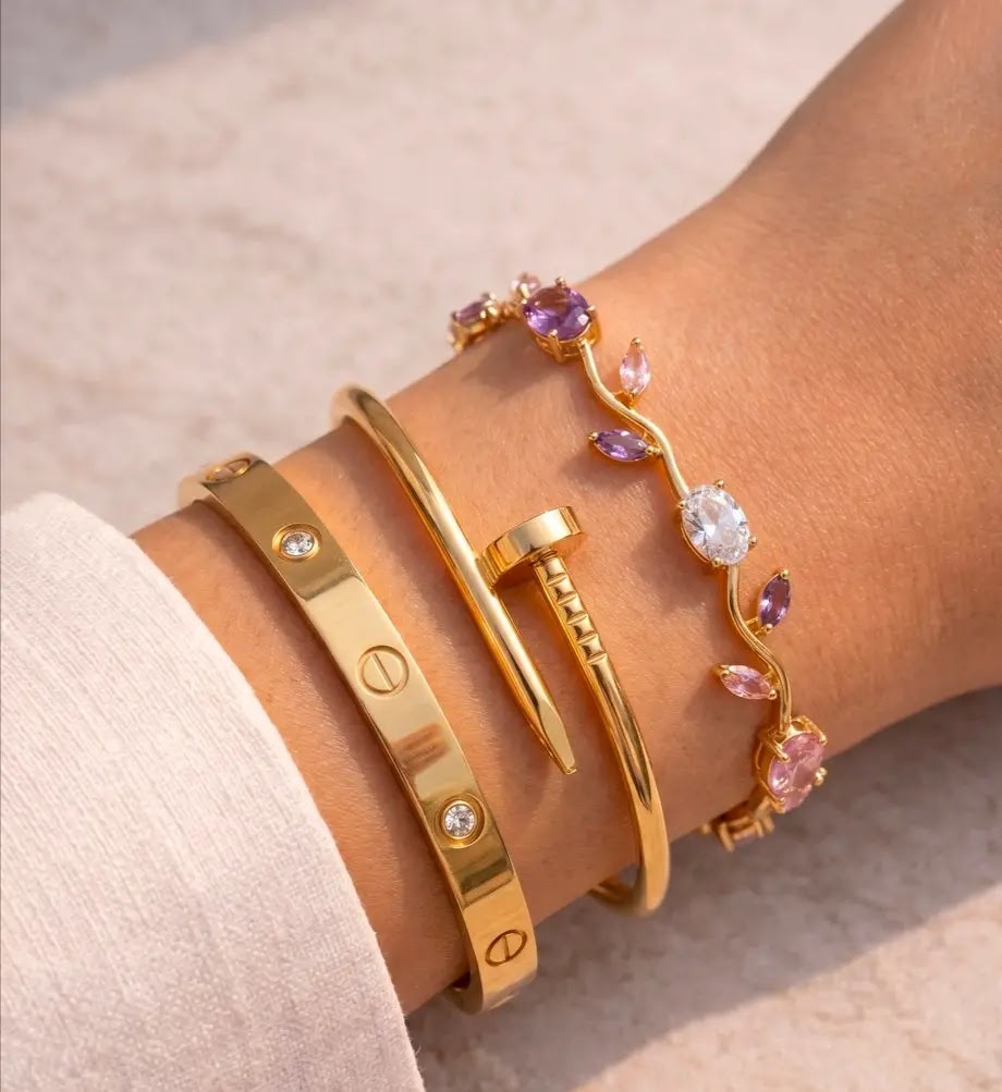 Gold mesh Bismarck bracelet on gold satin — M Dot Accessories
