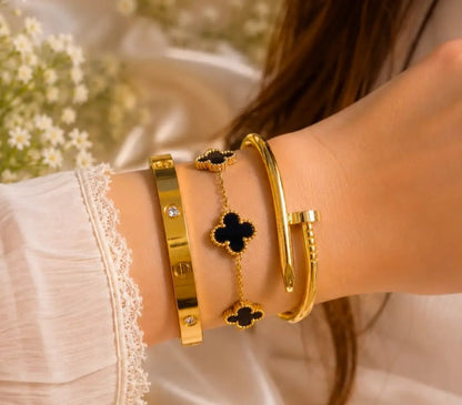 Dior Cuban rhinestone double layer bracelet on white silk — M Dot Accessories