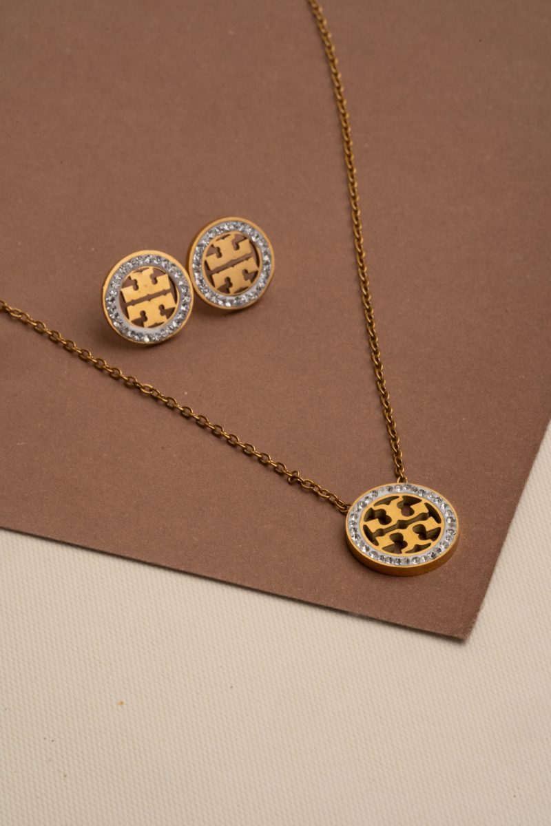 Full Zirconia Gold Plated Set – Necklace & Earrings