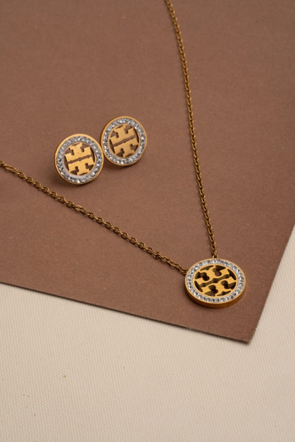 Full Zirconia Gold Plated Set – Necklace & Earrings