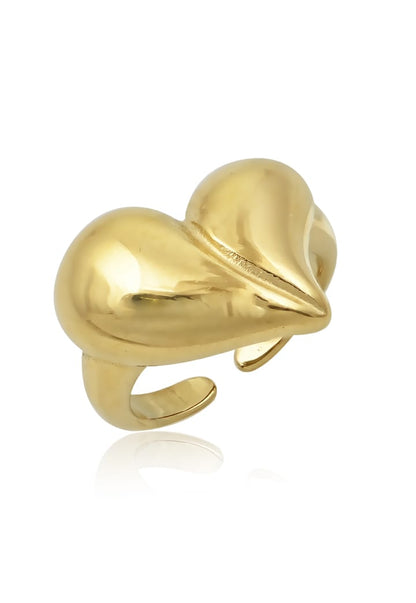 Chunky gold heart ring