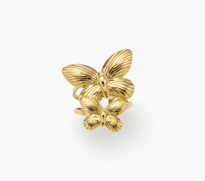 Twin gold butterfly ring