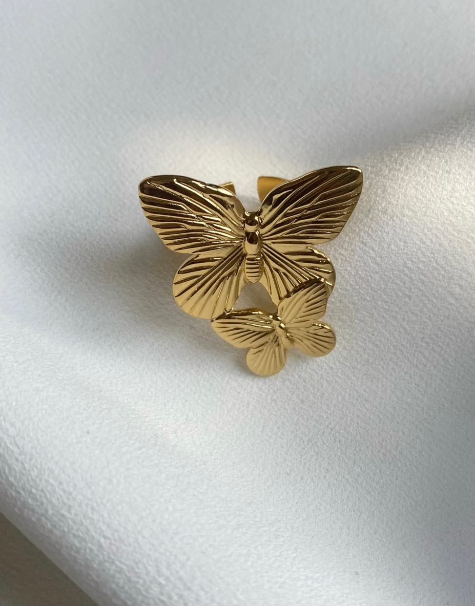 Twin gold butterfly ring