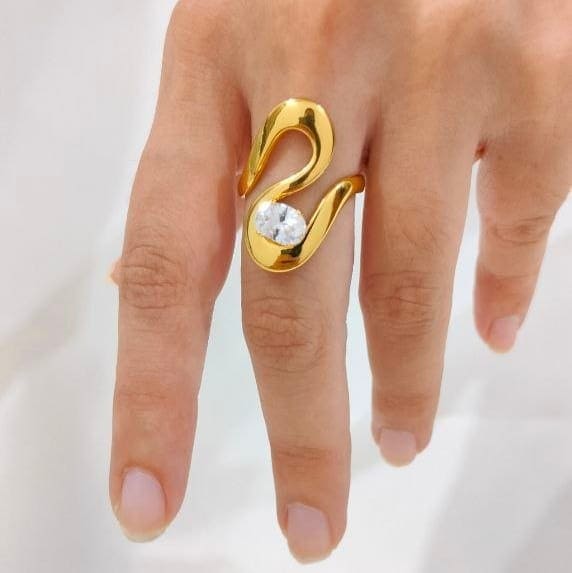 Waveform rheinstone Ring