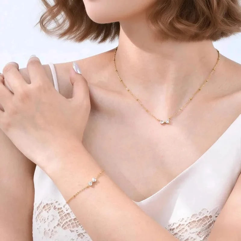 Elegant Butterfly Crystal Necklace & Bracelet Set