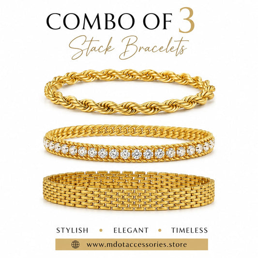 The Textured Gold Mesh and Rope 3-Piece Bracelet Combo