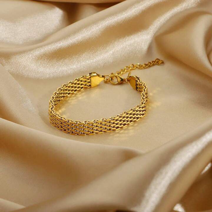 Gold Mesh Bracelet 18k Gold Plated Bismarck Chain