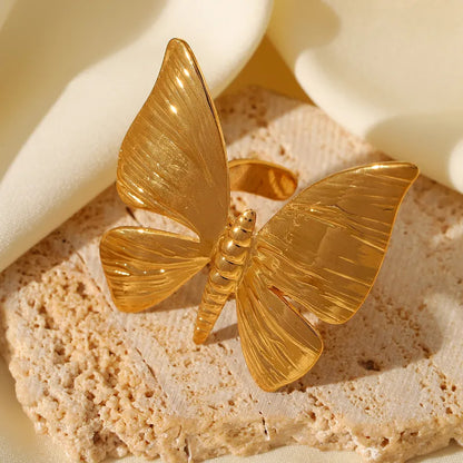 Big butterfly gold plated ring