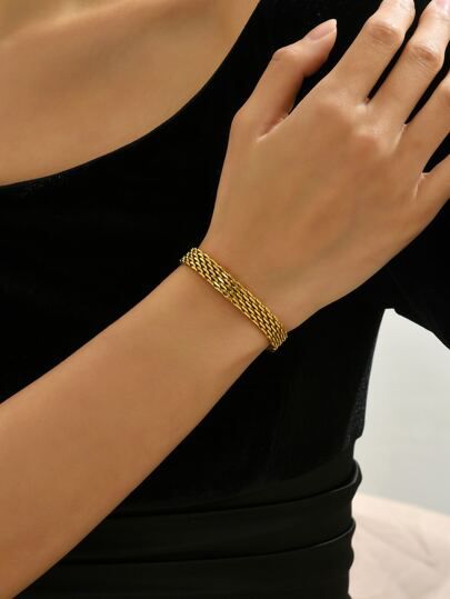 Gold Mesh Bracelet 18k Gold Plated Bismarck Chain
