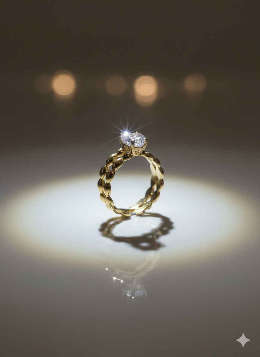 Diamond heart zircon ring, gold plated