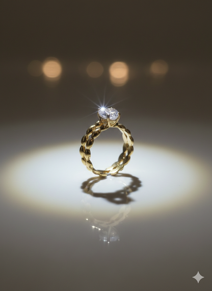 Diamond heart zircon ring, gold plated