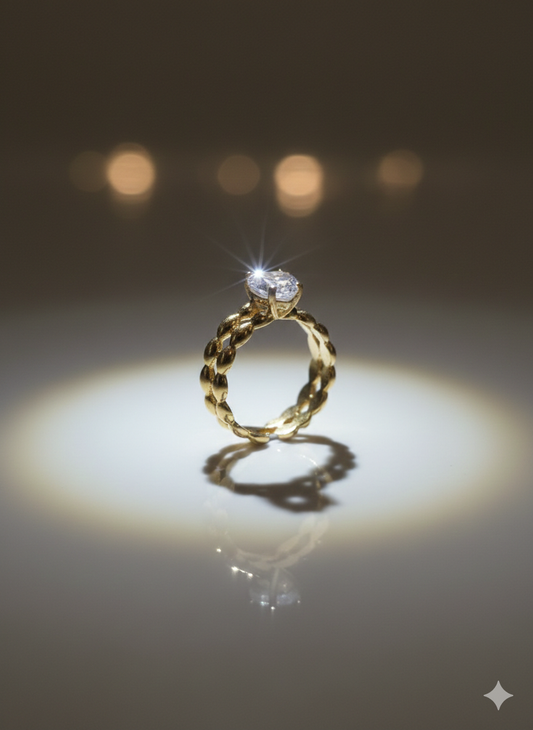 Diamond heart zircon ring, gold plated