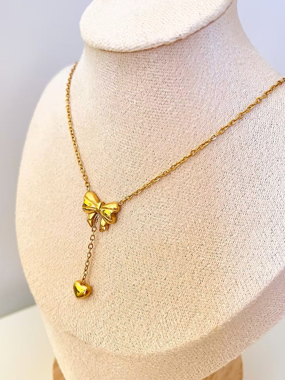 Bow Lariat Necklace 18k Gold Plated