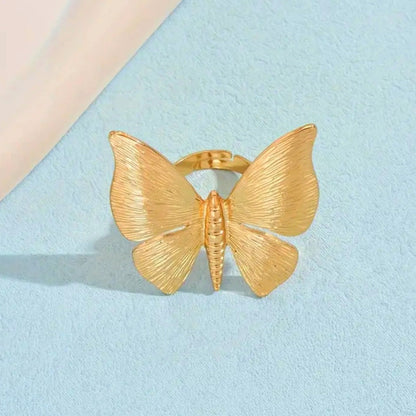 Big butterfly gold plated ring