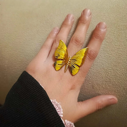 Big butterfly gold plated ring