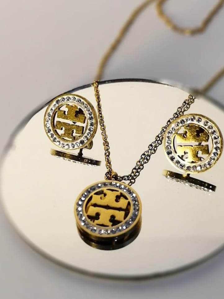 Full Zirconia Gold Plated Set – Necklace & Earrings